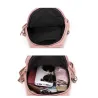 Fashionable leather backpack - cats / flowers print - white / black / pinkBackpacks