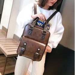 Vintage leather backpack - with anti theft zippers / buckles - waterproofBackpacks