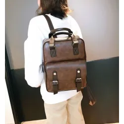 Vintage leather backpack - with anti theft zippers / buckles - waterproofBackpacks