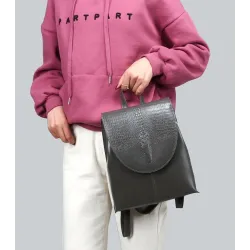 Fashionable leather backpack - shoulder bag - snakeskin patternBackpacks