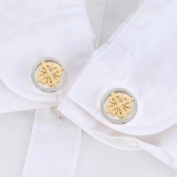 Elegant silver / gold round cufflinks - crusaders - stainless steelCufflinks