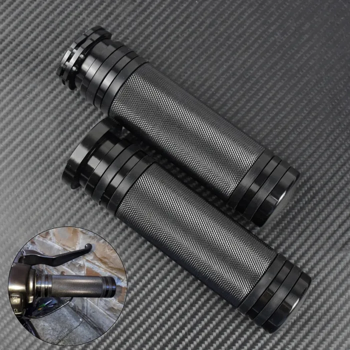 Motorcycle black handlebar grips - aluminum - for Harley VRSC XL XR Dyna Softail / 96-07 Touring - 25mmHand Grips & End
