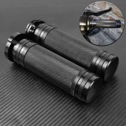 Motorcycle black handlebar grips - aluminum - for Harley VRSC XL XR Dyna Softail / 96-07 Touring - 25mmHand Grips & End