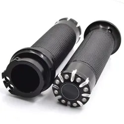 Chrome motorcycle handlebar grips - 25mm - for Harley Sportster / Touring / DynaHand Grips & End