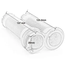 Chrome motorcycle handlebar grips - 25mm - for Harley Sportster / Touring / DynaHand Grips & End