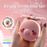 Mini pocket mirror - with fan - LED light - piggy head shapeMake-Up