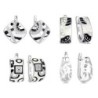 Trendy earrings with cubic zirconia - black / white enamel pattern - original 925 silverEarrings