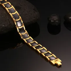 Energy bracelet - magnetic - black ceramic - gold - silverBracelets