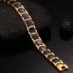 Energy bracelet - magnetic - black ceramic - gold - silverBracelets