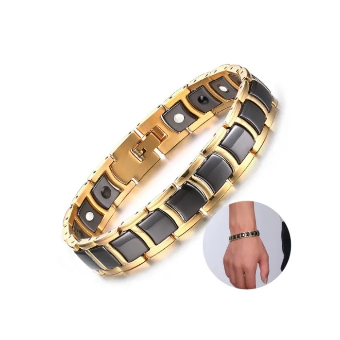 Energy bracelet - magnetic - black ceramic - gold - silverBracelets