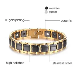 Energy bracelet - magnetic - black ceramic - gold - silverBracelets