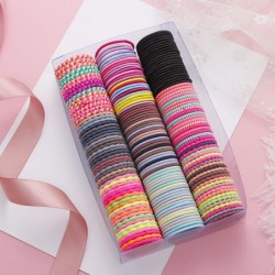 Elastic hair bands - colorful nylon - 50 pieces