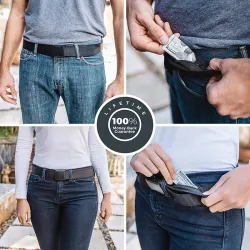 Anti theft belt - with hidden zipper - unisex - 120cmBelts