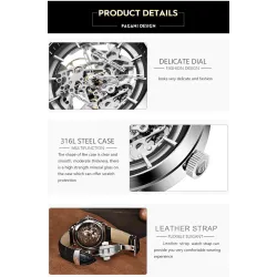 Pagani Design - luxurious automatic men's watch - stainless steel - leather strap - waterproofWatches