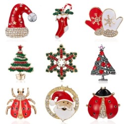 Fashionable Christmas brooches - with crystals - Santa Claus - snowflake - Christmas tree - hat - glovesBrooches