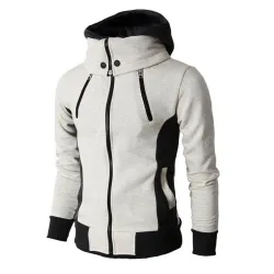 Fashionable men's hoodie - with turtleneck - long sleeves / pockets / zippersHoodies & Sweatshirt