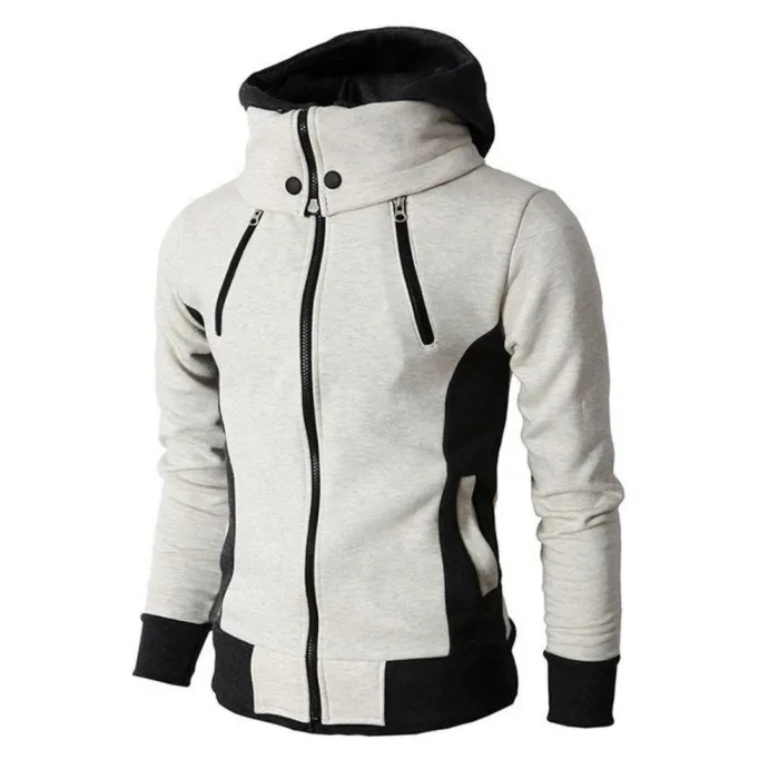 Fashionable men's hoodie - with turtleneck - long sleeves / pockets / zippersHoodies & Sweatshirt
