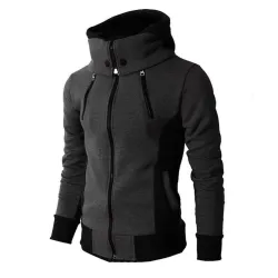 Fashionable men's hoodie - with turtleneck - long sleeves / pockets / zippersHoodies & Sweatshirt