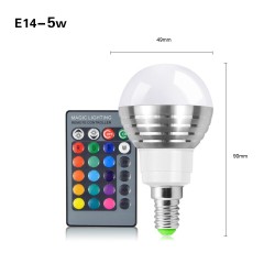 E14 - E27 - GU10 / 5W - 7W - AC110V - 220V - dimmable LED RGB bulb with IR 16 colors remote controller