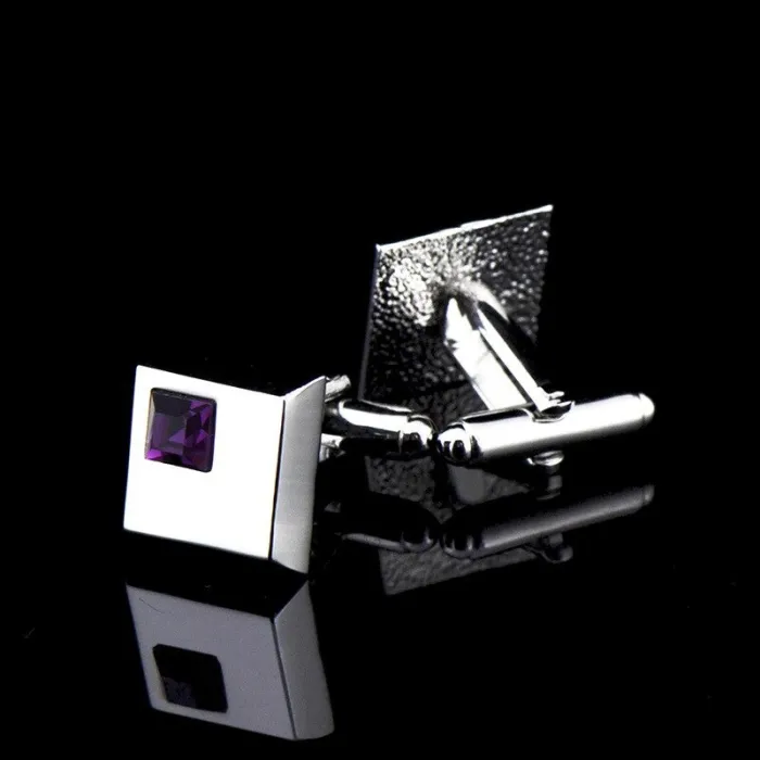 Elegant square cufflinks - silver - with crystalsCufflinks