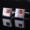 Elegant square cufflinks - silver - with crystalsCufflinks