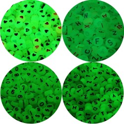 Luminous acrylic beads - for jewellery making - numbers / letters / hearts - 4 * 7mm