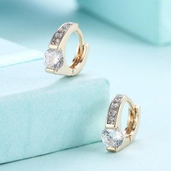 Elegant gold earrings - with round white cubic zirconiaEarrings