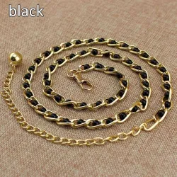 Fashionable metal belt - long thin chain - with colorful beads - adjustableBelts