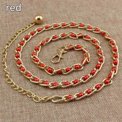 Fashionable metal belt - long thin chain - with colorful beads - adjustableBelts