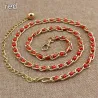 Fashionable metal belt - long thin chain - with colorful beads - adjustableBelts