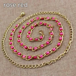 Fashionable metal belt - long thin chain - with colorful beads - adjustableBelts