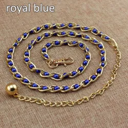 Fashionable metal belt - long thin chain - with colorful beads - adjustableBelts