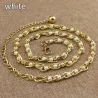 Fashionable metal belt - long thin chain - with colorful beads - adjustableBelts