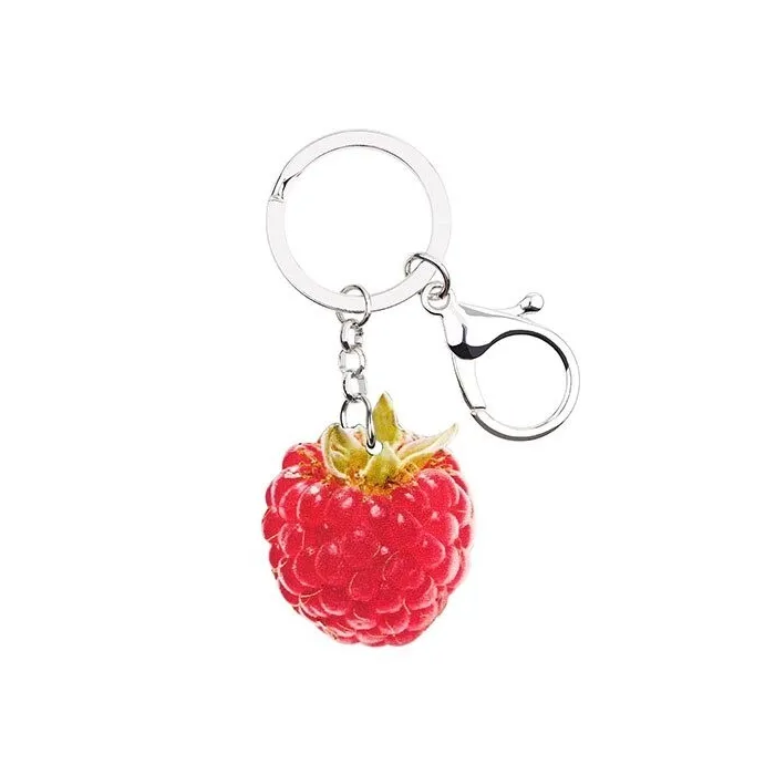 Metal keychain with acrylic raspberryKeyrings