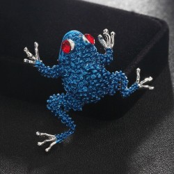 Small crystal frog with red eyes - vintage brooch