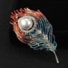Trendy brooch with feather / pearl / crystalsBrooches