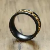 Black ring - with rotatable gold chain - unisex - stainless steelRings