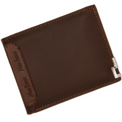 Trendy men's short wallet - iron edge - horizontal / vertical - leather