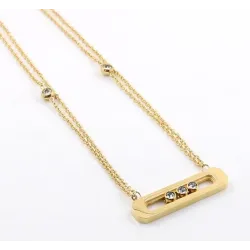 Elegant necklace - with sliding crystals - stainless steelNecklaces
