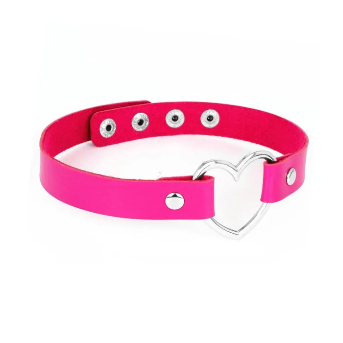 Sexy Vintage choker - short leather necklace with heart - adjustableNecklaces