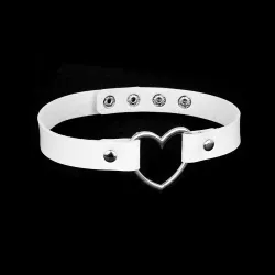 Sexy Vintage choker - short leather necklace with heart - adjustableNecklaces