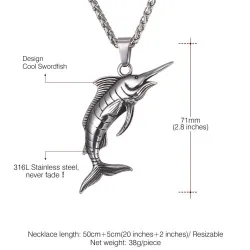 Necklace with swordfish - stainless steel - unisexNecklaces