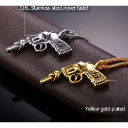 Necklace with gun shaped pendant - stainless steelNecklaces