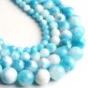 Natural stone - blue / white jade - loose round beads - for making jewelryMen's Jewellery