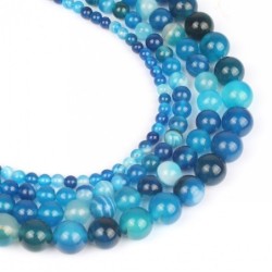Natural stone - blue agate - loose round beads - for jewelry makingMen's Jewellery