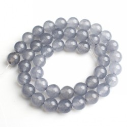 Natural stone - grey ice chalcedony jades - loose round beads - for jewelry makingMen's Jewellery