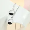 Elegant earrings with long chain / round pendant - 925 sterling silverEarrings