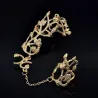 Two finger ring - with chain - hollow out flowers / crystalsRings
