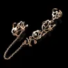 Two finger ring - with chain - hollow out flowers / crystalsRings