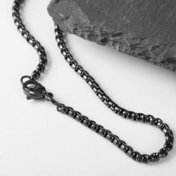 Natural black tiger eye stone pendant - with chain - stainless steelNecklaces
